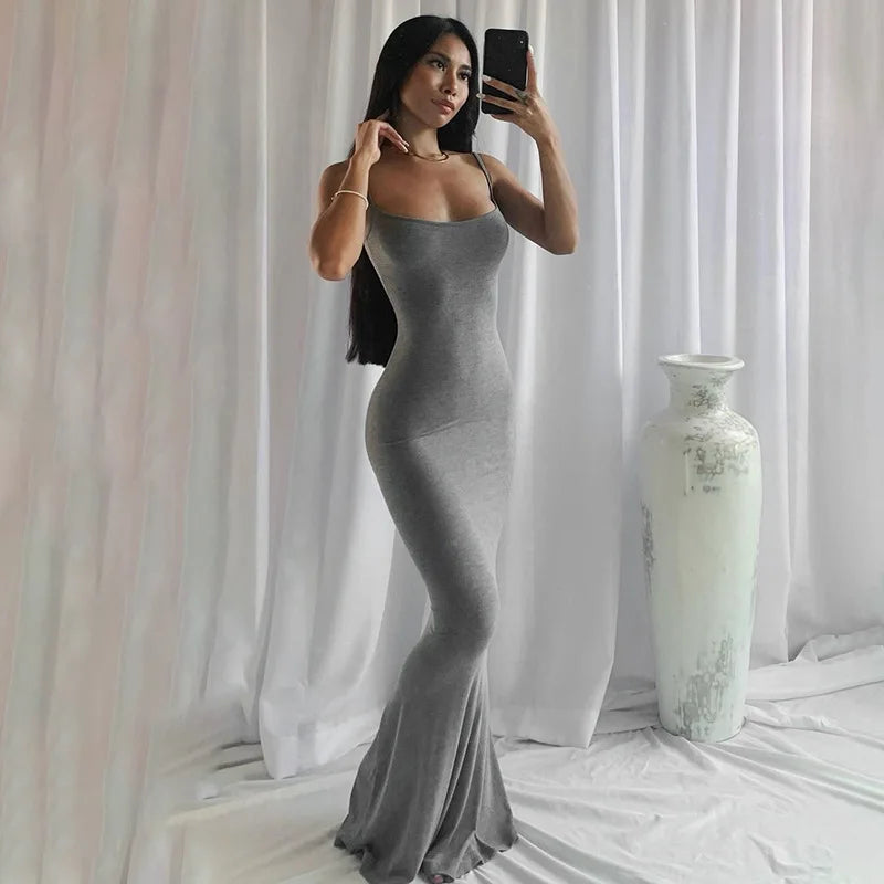 2025 Summer Dresses For Women Sexy Spaghetti Strap Black Long Dress