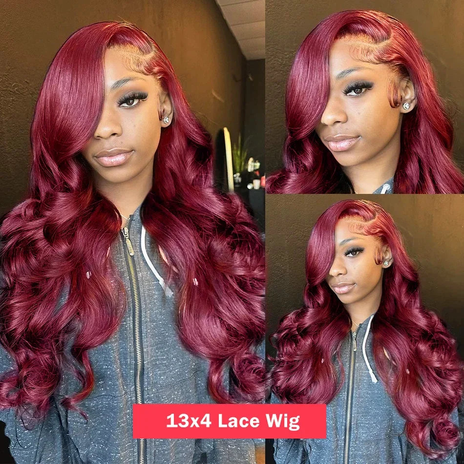 99J Burgundy Lace Frontal Wig 13x6 Body Wave Lace Front Wig