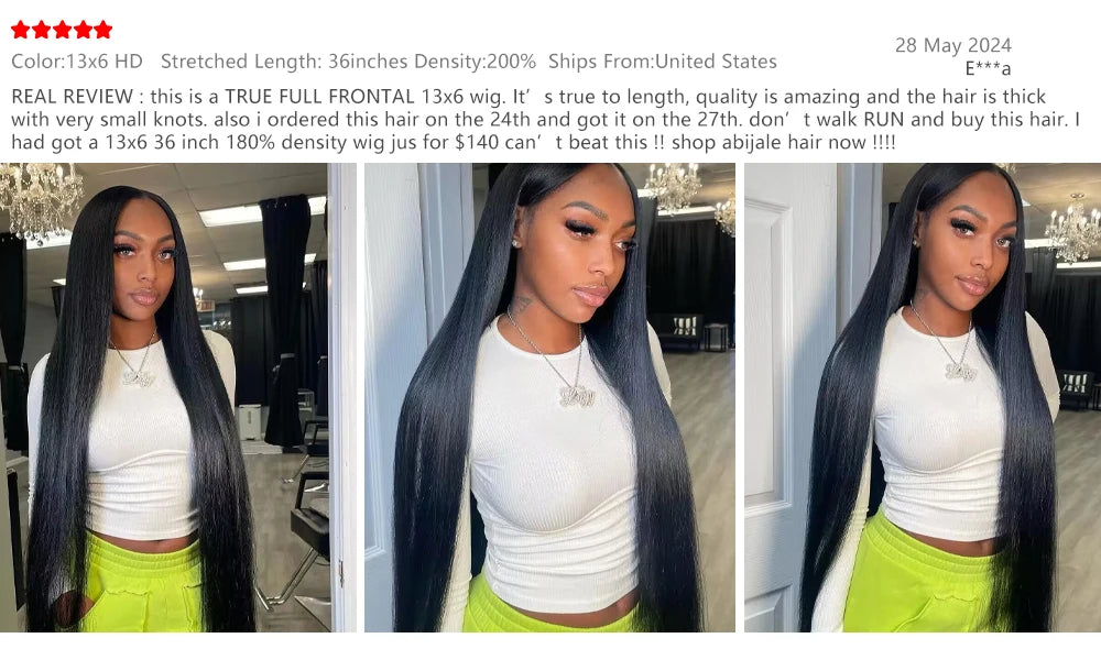 36 40Inch 13x6 HD Lace Frontal Human Hair Wigs Pre Plucked Straight Transparent