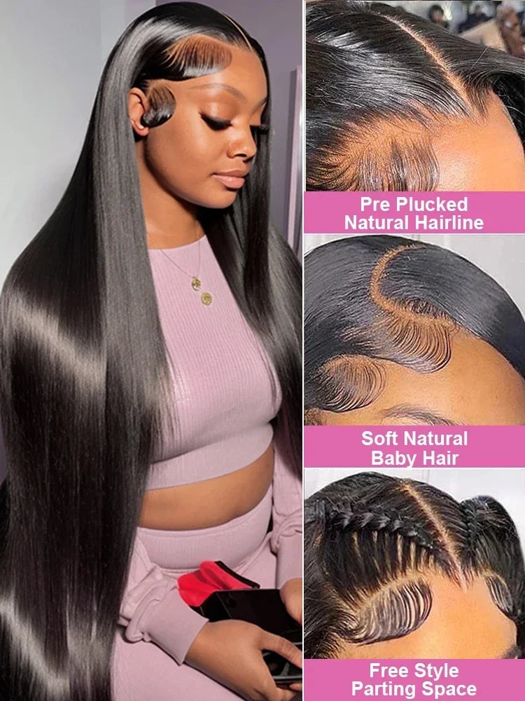 46 50 Inch 13x4 13x6 HD Transparent Bone Straight Lace Front Wigs