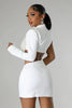 CM.YAYA Women Full Sleeve Elegant O-neck Mini Dress