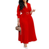 White Pleated Dress Women V Neck Full Sleeve Dresses