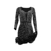 2025 Long Sleeve V Neck Transparent Club Dress Sexy Glittering