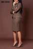 CM.YAYA Women's Set Full Sleeve Button Blazer + Skirts Suit