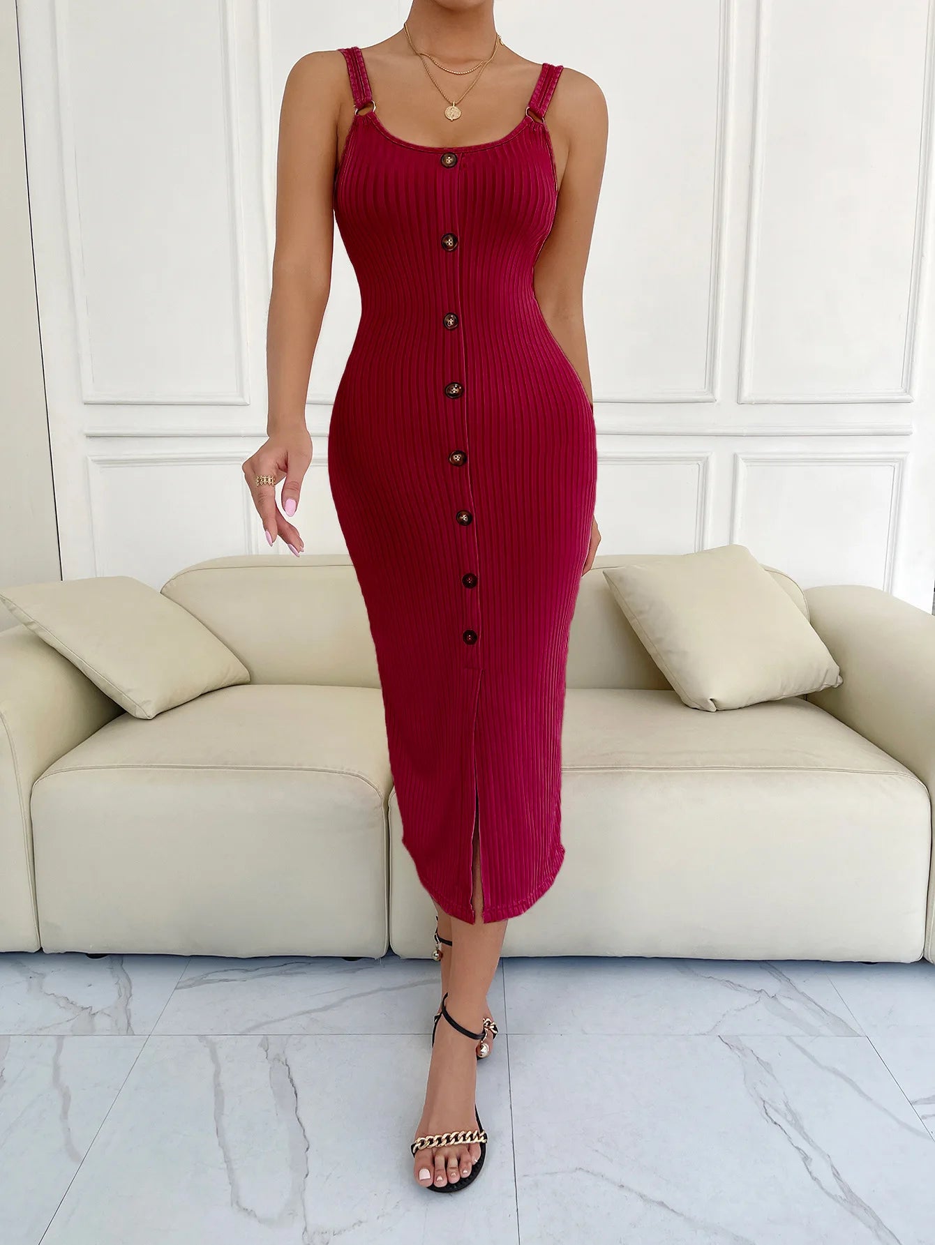 2025Summer European And American Suspender Dress Slim And Sexy