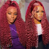 200% 99J Burgundy Deep Wave 13x6 HD Lace Frontal Human Hair Wig