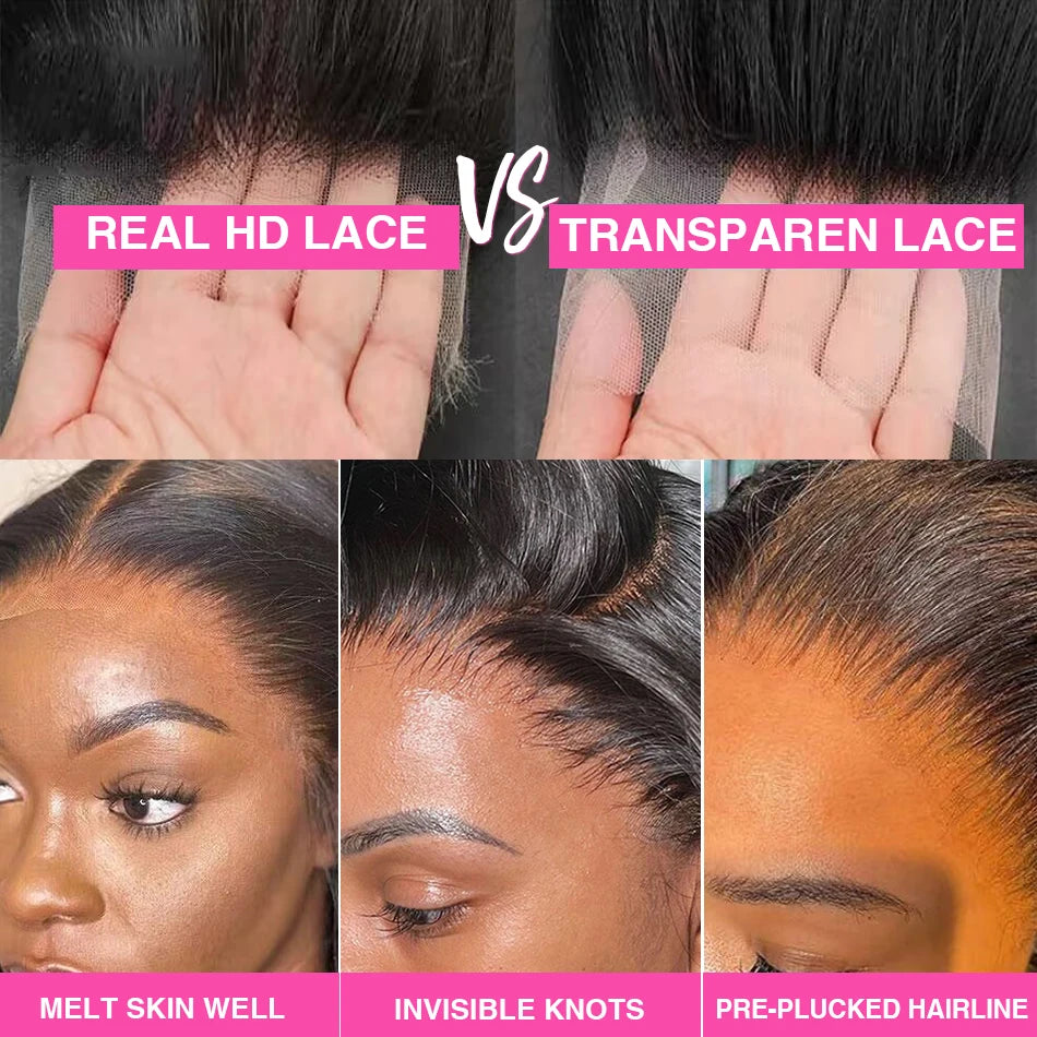 200% HD Transparent Deep Wave Frontal Wig 36 Inch 13x4/13x6 Curly Lace