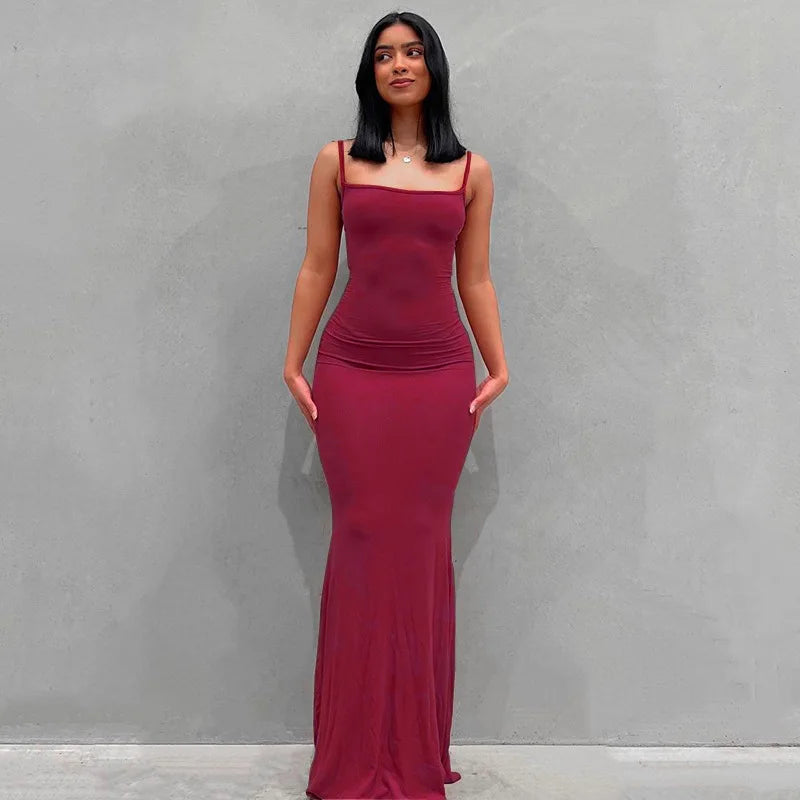 2025 Summer Dresses For Women Sexy Spaghetti Strap Black Long Dress