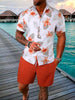 2025 Summer Bestselling Men's Suit, Colorful Floral Print Lapel Men's Shirt Short Sleeves,