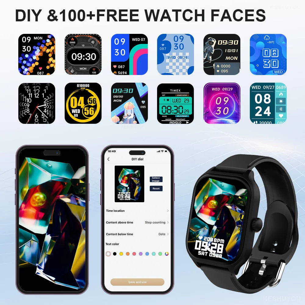 H9 Smartwatch with 2.01'' HD Display – Bluetooth Calling, Message Preview, Fitness Tracking, Weather Updates, Customizable Watch Faces