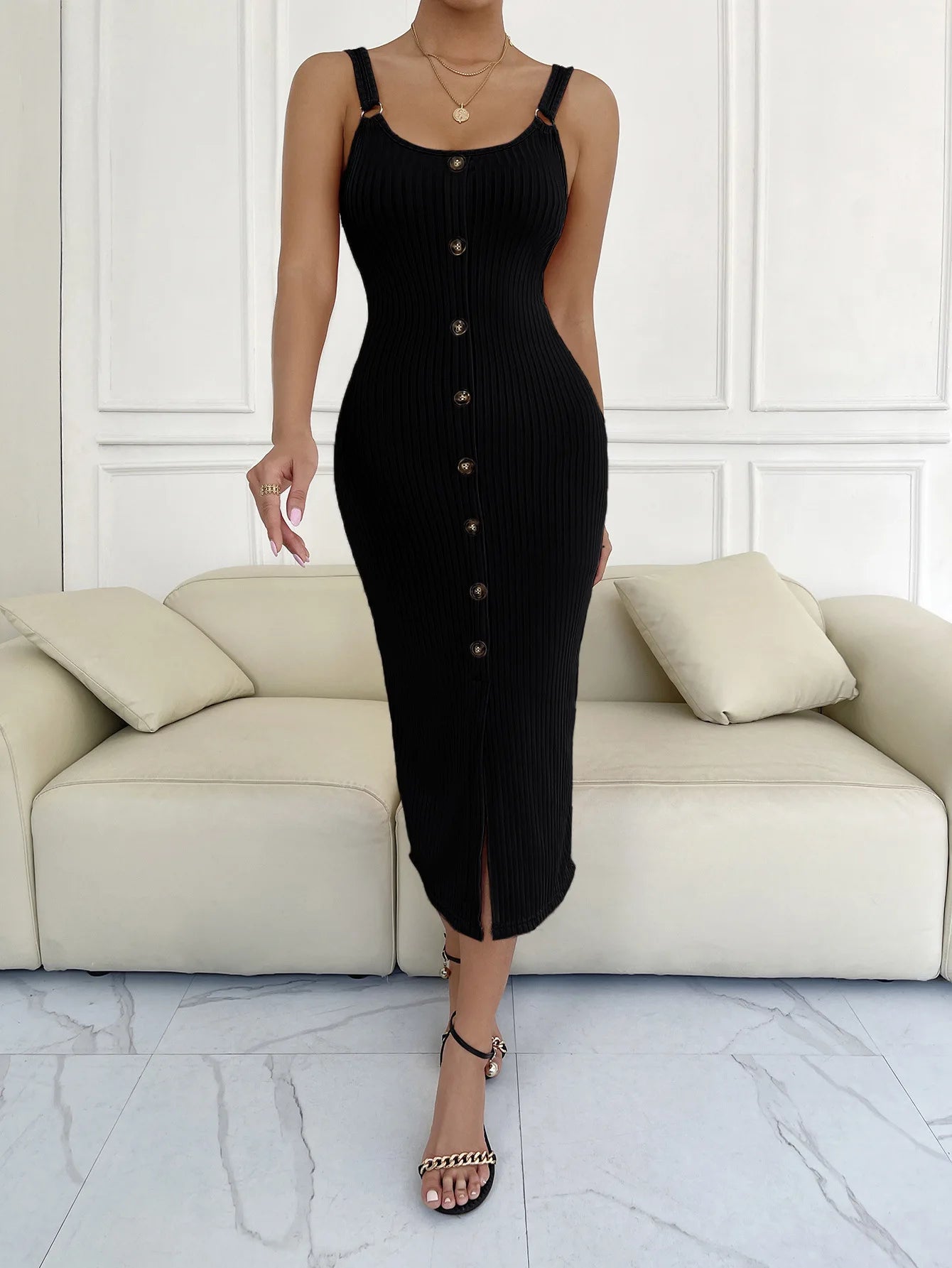 2025Summer European And American Suspender Dress Slim And Sexy