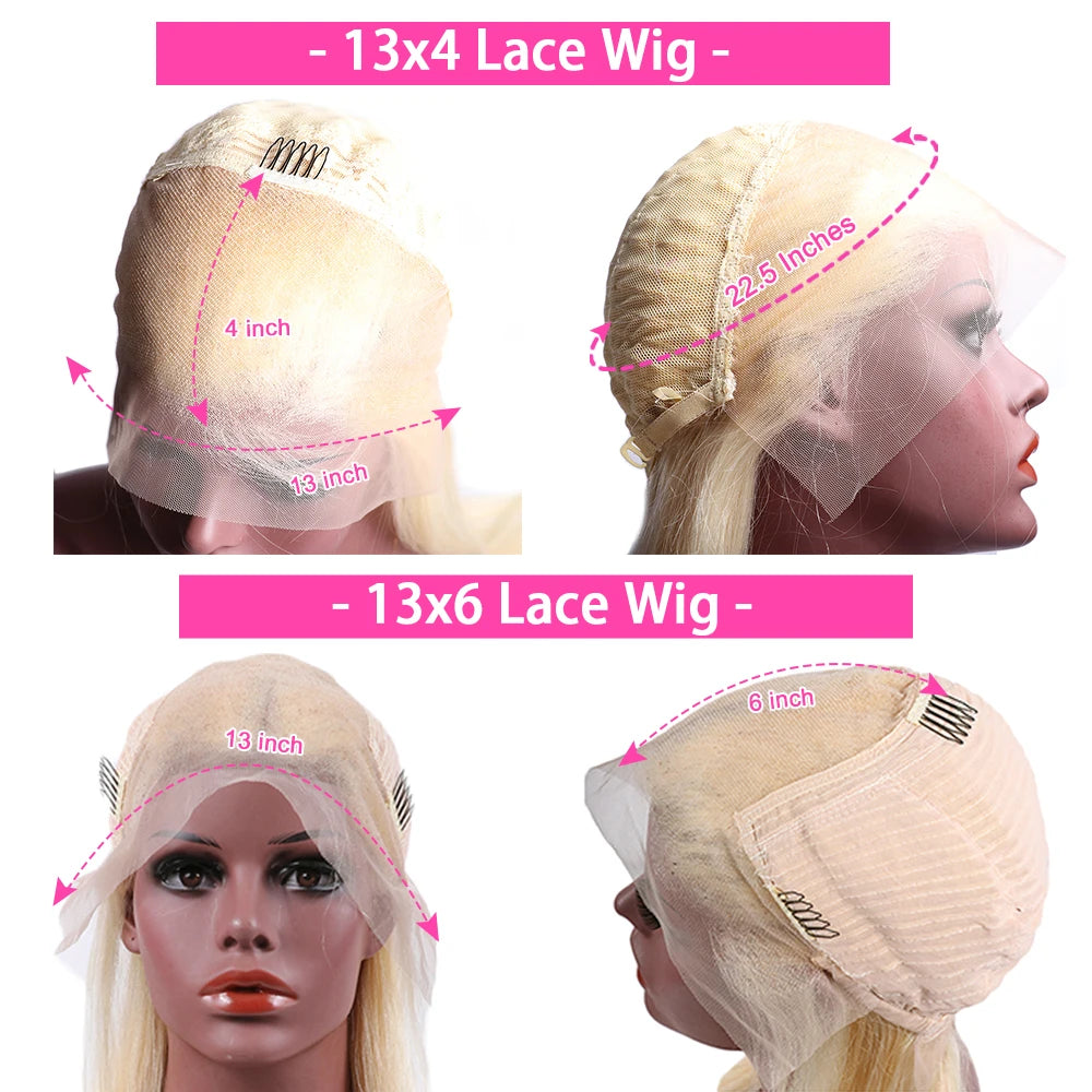 HD Transparent 613 Blonde Straight 200 Density 13x4 13x6 Lace Front Human