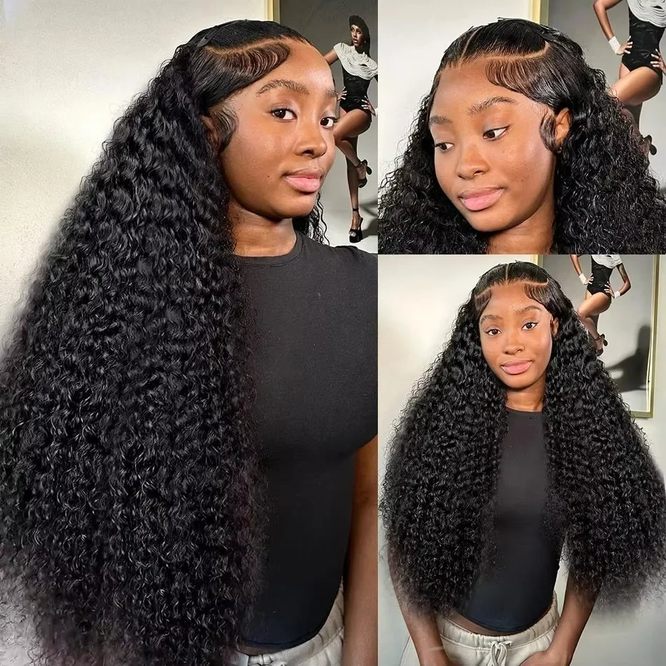 200% HD Transparent Deep Wave Frontal Wig 36 Inch 13x4/13x6 Curly Lace