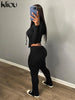 kliou Casual Sporty 2 Piece Set Women Concise Irregular Full Sleeve