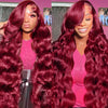 Abijale 99J Burgundy HD Lace Front Wig Human Hair