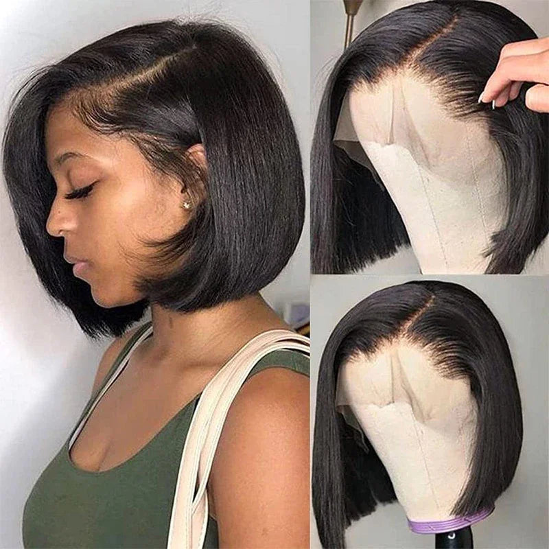 200 Density 13x4 Straight Short Bob Wig Lace Front Human Hair Wigs For Women