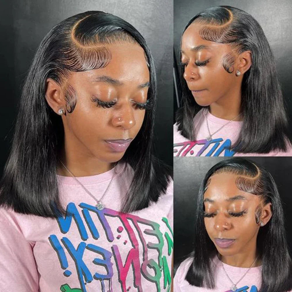 200 Density 13x4 Straight Short Bob Wig Lace Front Human Hair Wigs For Women