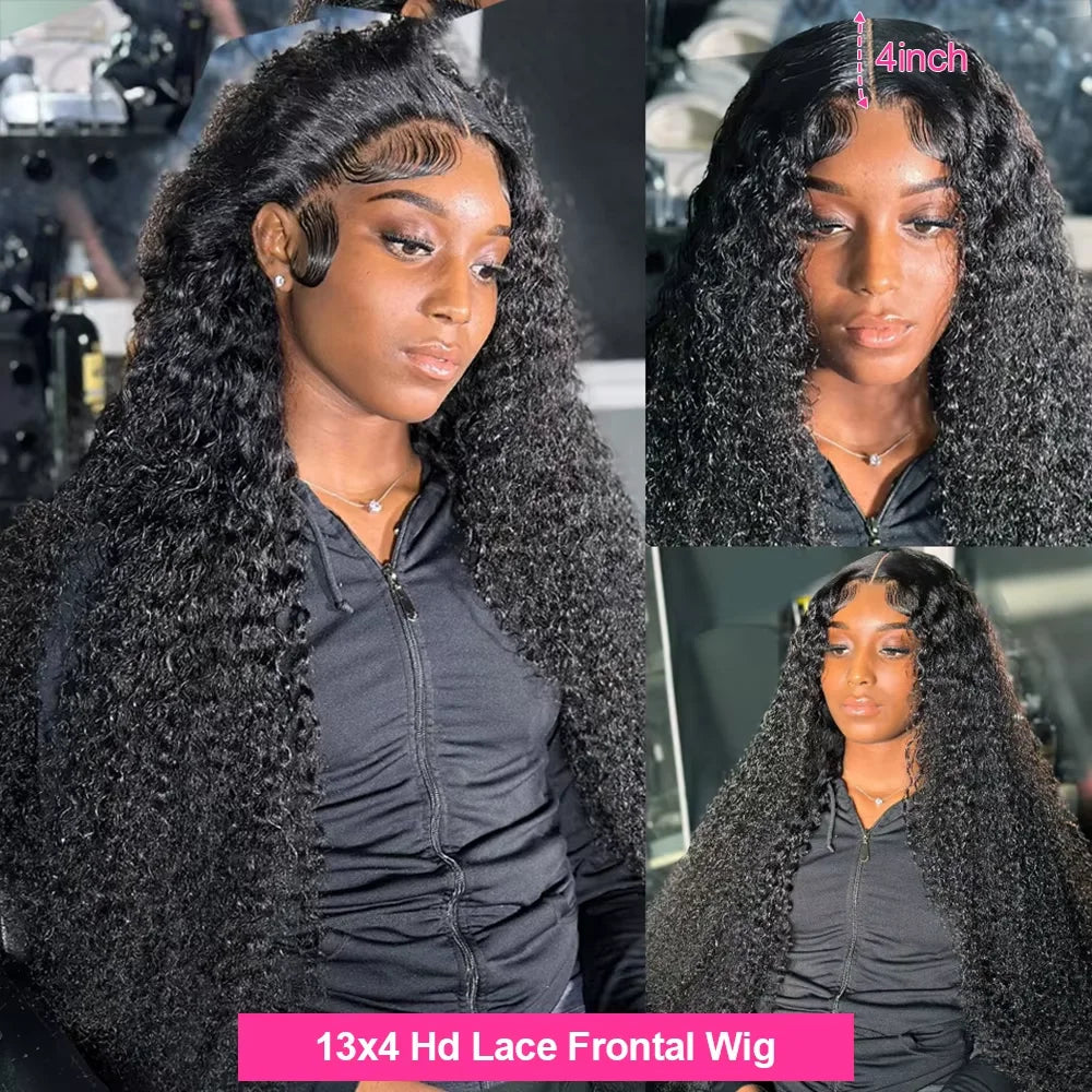 200% HD Transparent Deep Wave Frontal Wig 36 Inch 13x4/13x6 Curly Lace