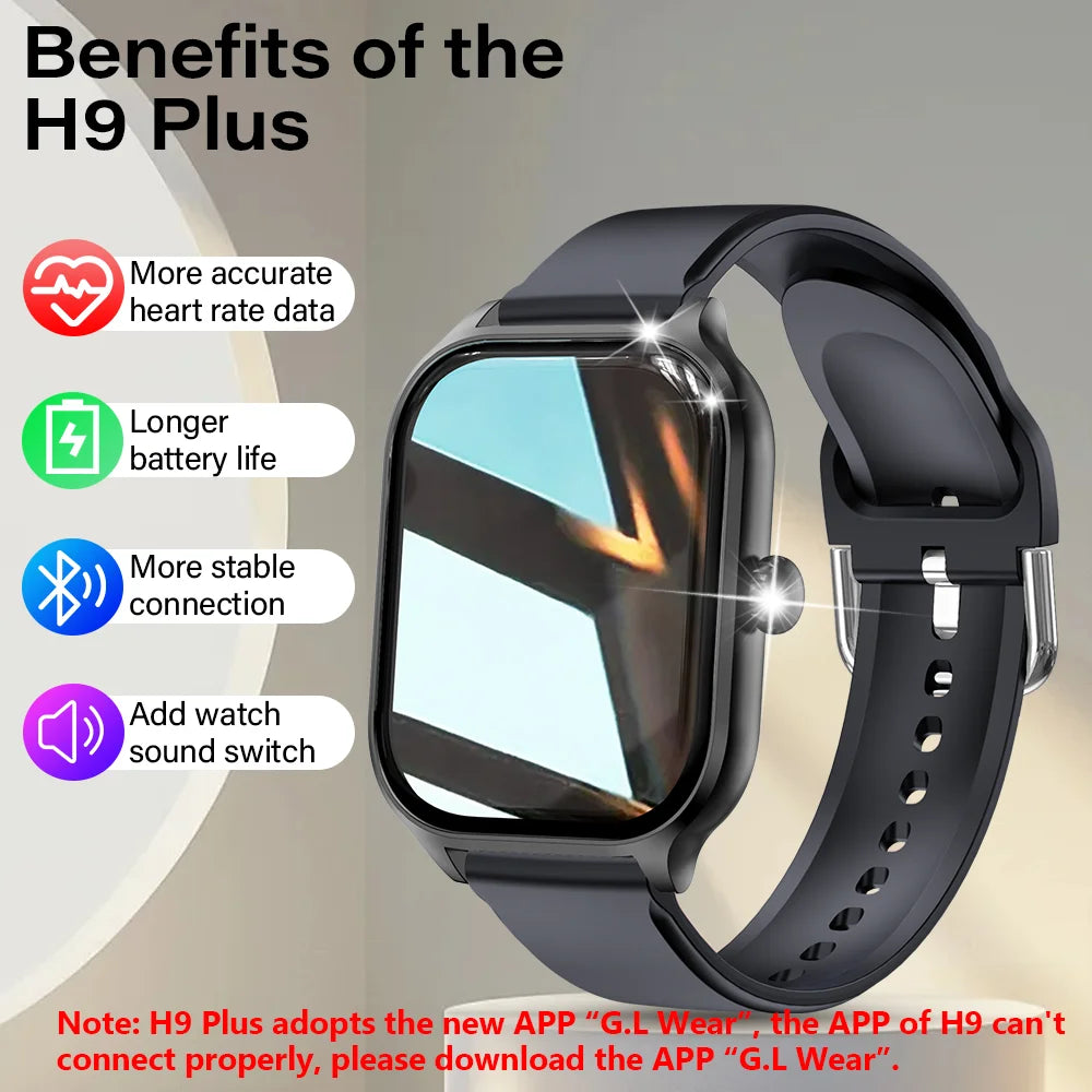 H9 Smartwatch with 2.01'' HD Display – Bluetooth Calling, Message Preview, Fitness Tracking, Weather Updates, Customizable Watch Faces