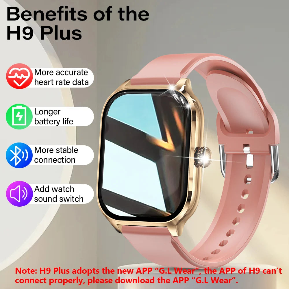 H9 Smartwatch with 2.01'' HD Display – Bluetooth Calling, Message Preview, Fitness Tracking, Weather Updates, Customizable Watch Faces