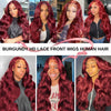 Abijale 99J Burgundy HD Lace Front Wig Human Hair