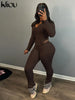 kliou Casual Sporty 2 Piece Set Women Concise Irregular Full Sleeve