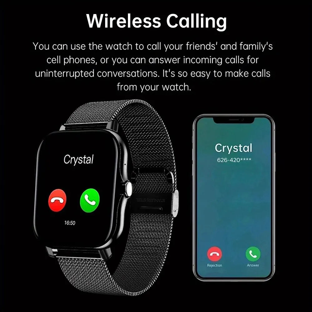 "2023 Smart Watch with 1.44'' Color Display | Bluetooth Calling, Blood Oxygen & Pressure Monitor | Compatible with Android | Unisex Fitness Tracker\