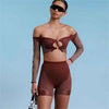 Women 2 Piece Set Print Patchwork  Sexy Rhinestone