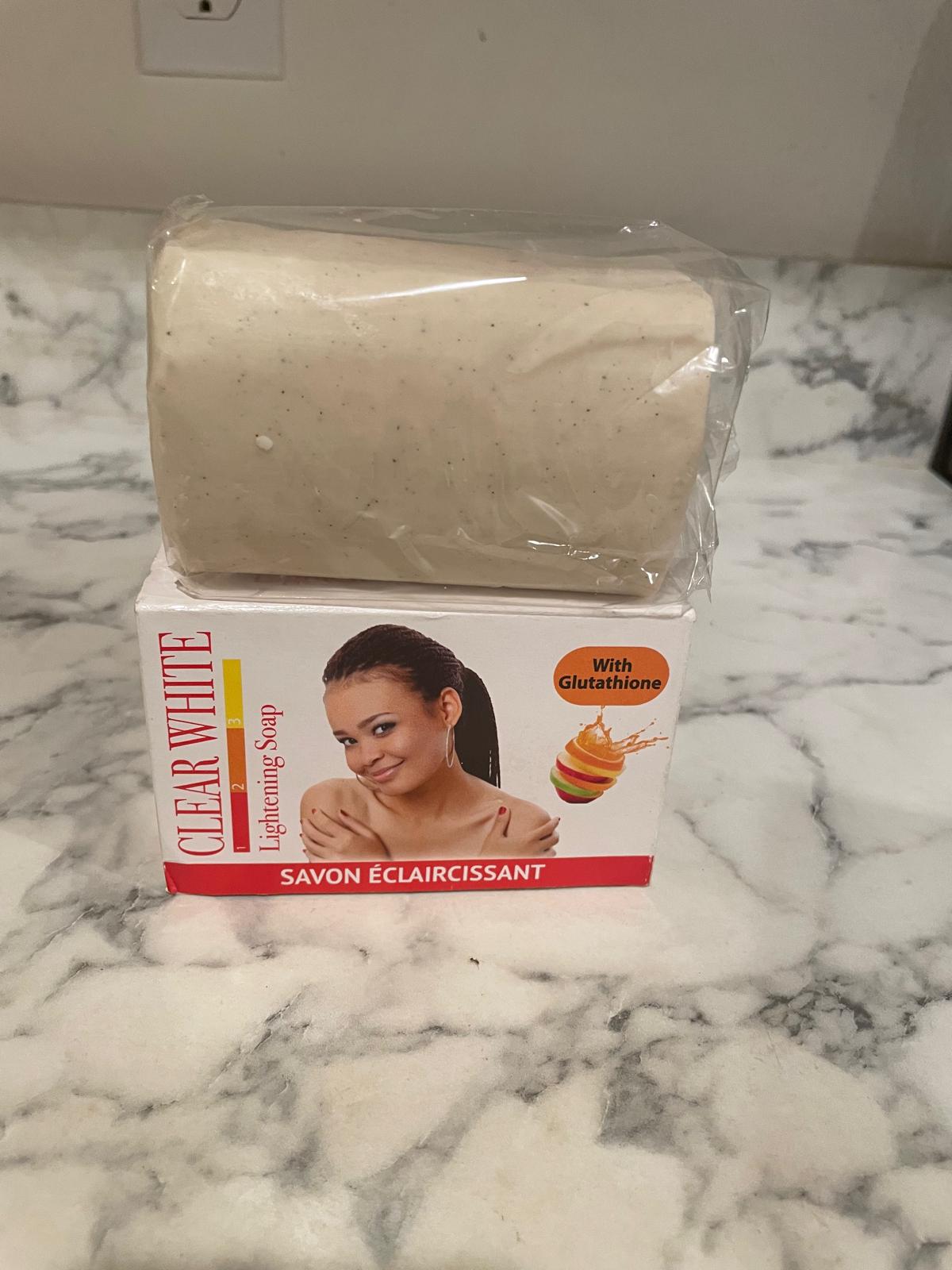 Clear WHITE lightening soap with glutathione Savon eclaircissant