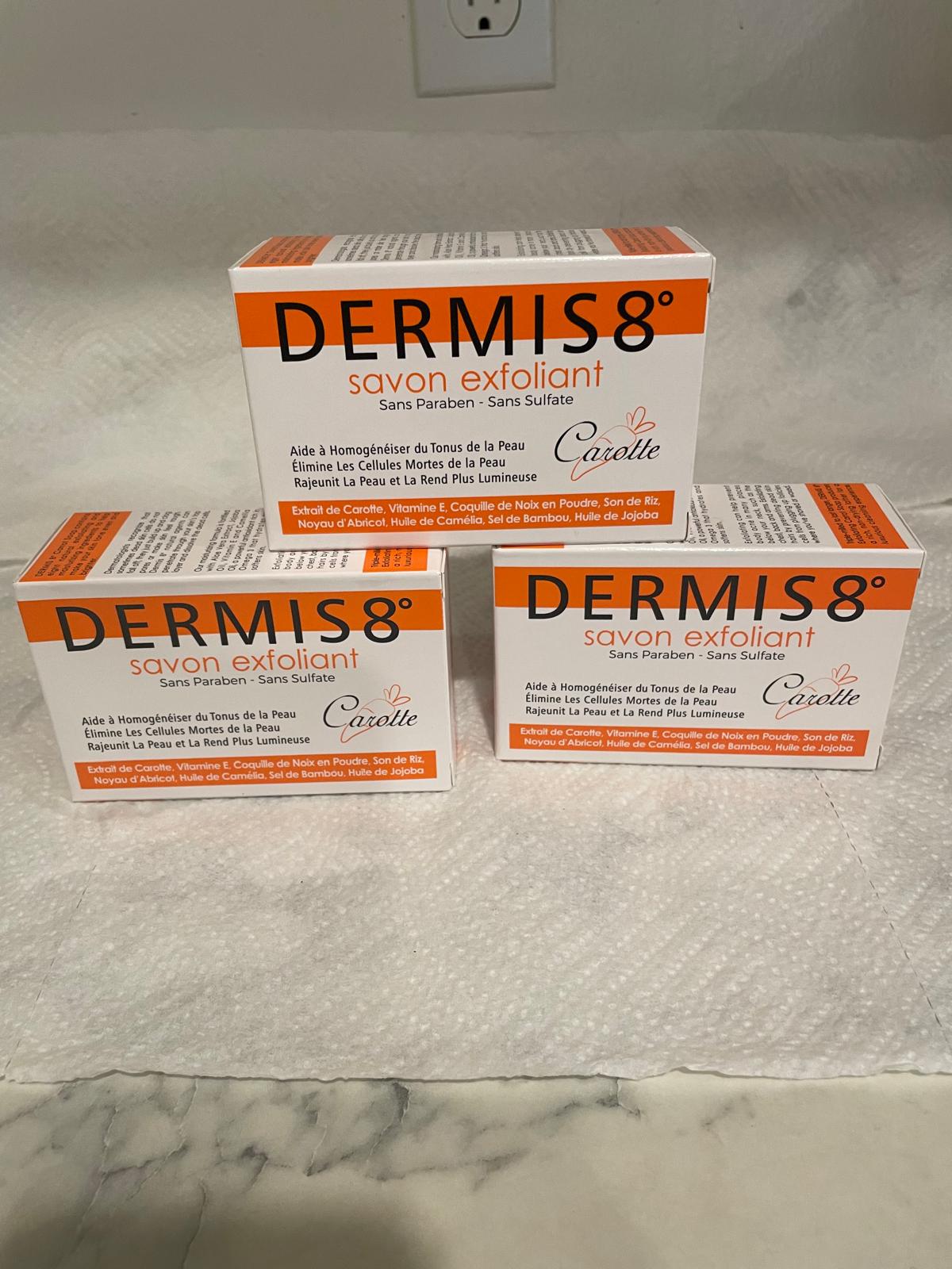 DERMIS8 8savonexfoliant Aide ahomogeneiser de tonus de la peauelimine les cellules mortes dela peaurajenit dela peauet la rend plus lumineuse