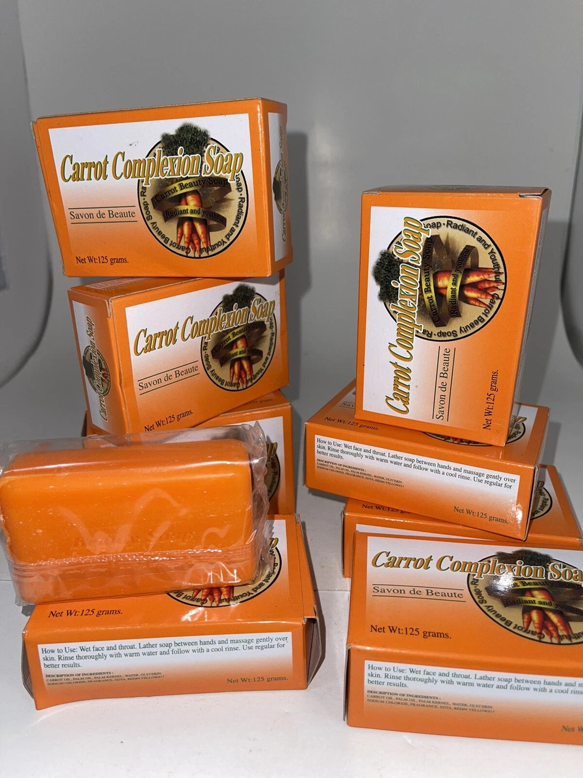 Carrot Complexion Bar Soap With Carrot Oil 125 Grams. Older Formula 7 Years Old (pack of 3)