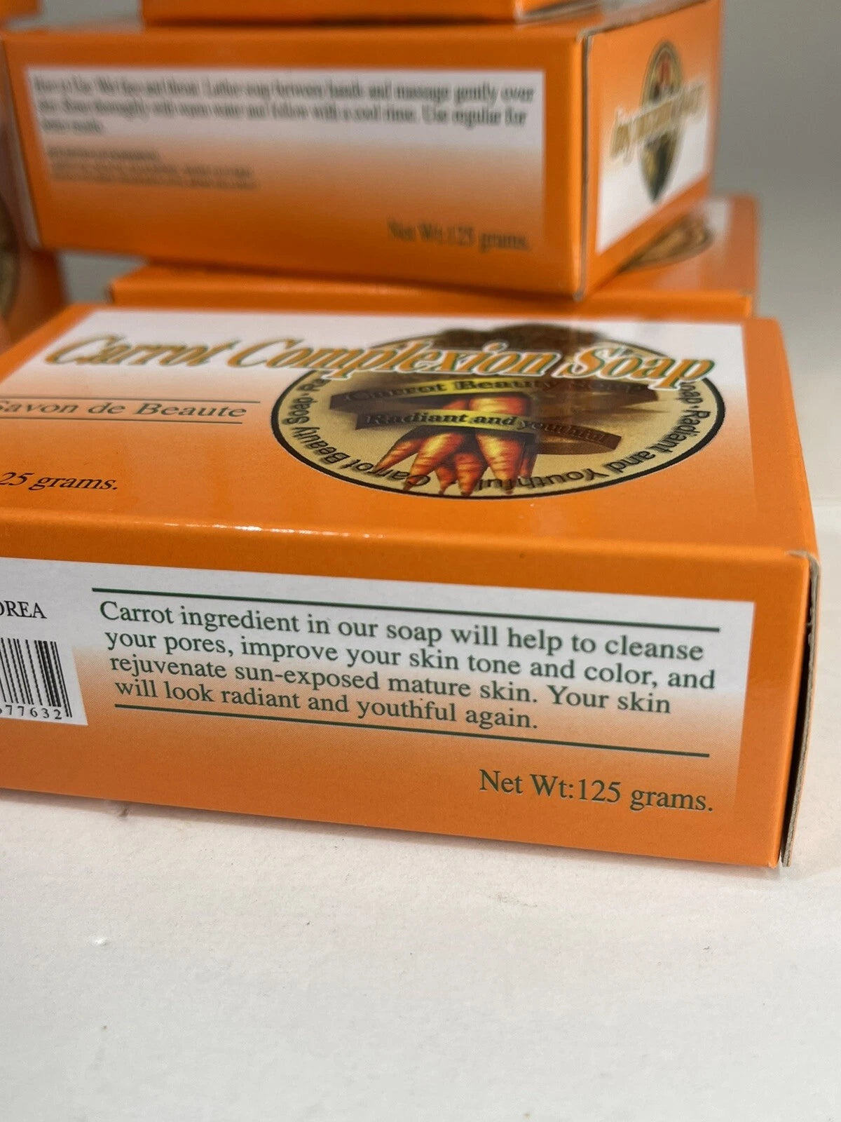 Carrot Complexion Bar Soap With Carrot Oil 125 Grams. Older Formula 7 Years Old (pack of 3)